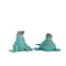 Teal Polystone Distressed Sea Lion Sculpture Set